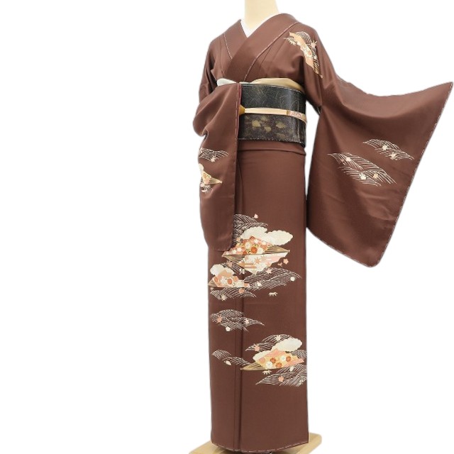 【新古品】tomihisa 新品 金駒刺しゅう お召しもの 正絹 仕付け糸付 トール大きさ 短い訪問着 5334