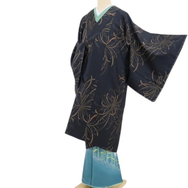 【新古品】tomihisa 新品 乱菊 麻の葉 着物 正絹 仕付け糸付 ロング丈 道中着 4949