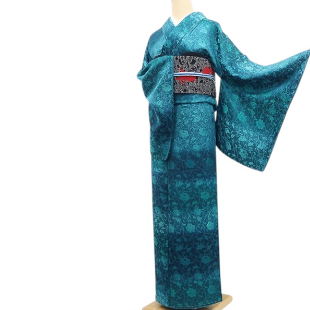 【新古品】tomihisa 新品 天目染 名取り草唐草 暈し お召しもの 正絹 仕付け糸付 トール大いさ 小紋 7842 着物-レディースファッション-和服