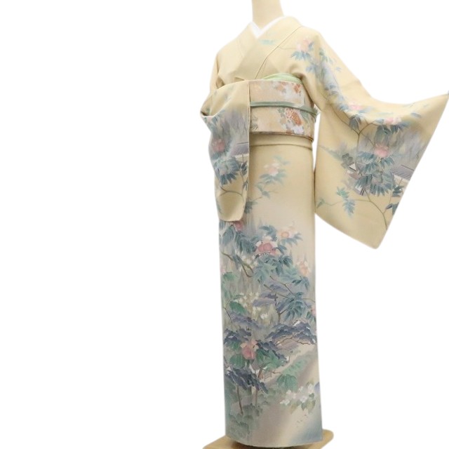《20%OFFクーポン★19日20:00~26日01:59》【新古品】tomihisa 新品 十日町友禅 岡村蒼風 落款 着物 正絹 仕付け糸付 訪問着 7845|ゆめsaku