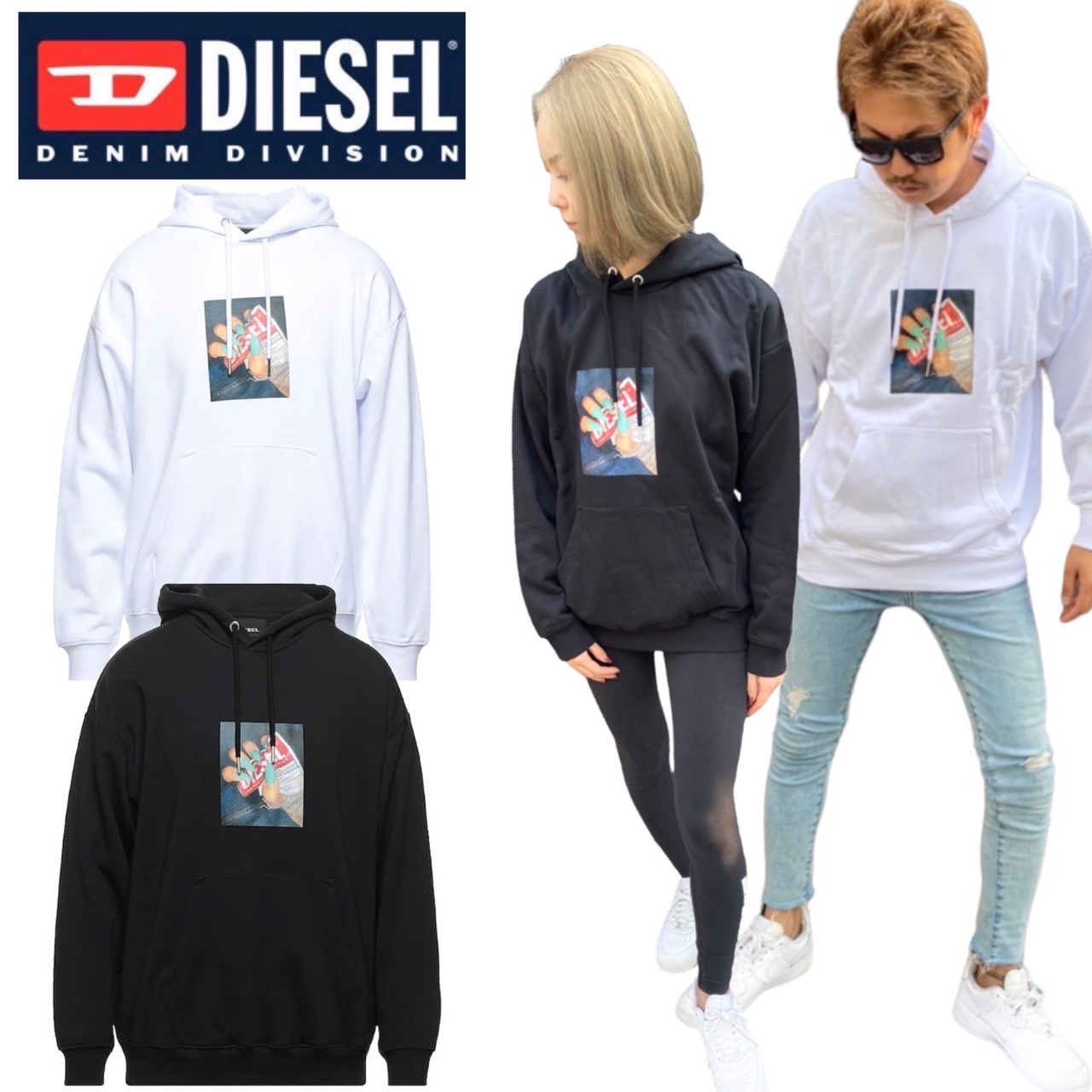 早期予約・新じゃが DIESEL ディーゼルLace Up Longline Hoodie