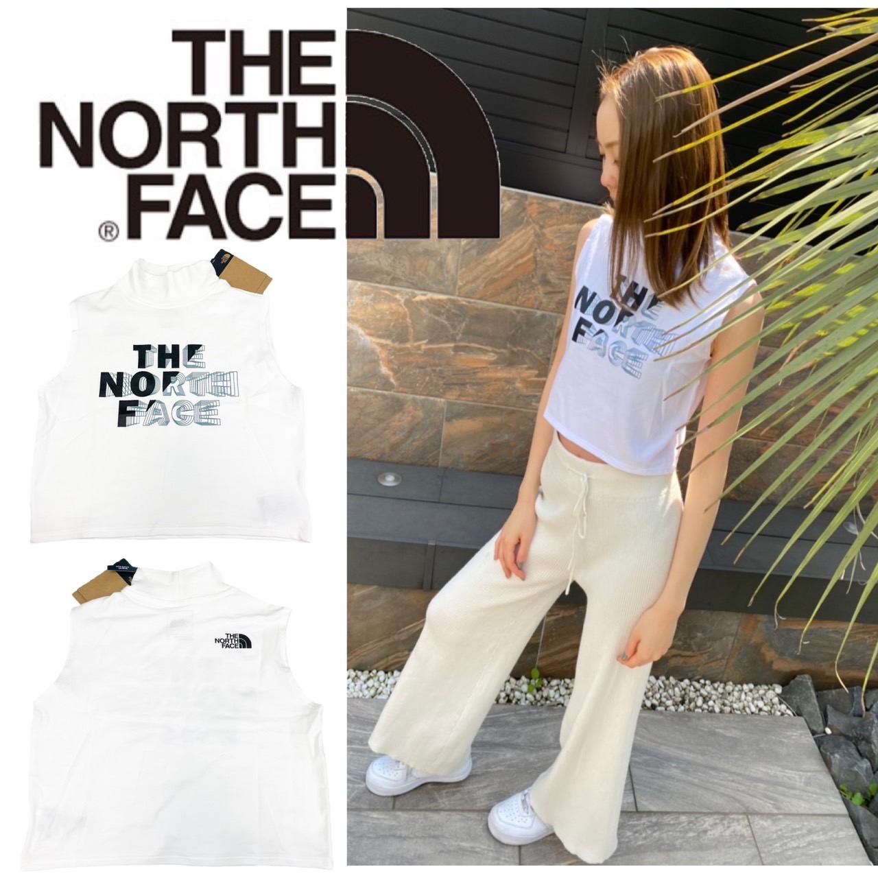 ザ ノースフェイス タンクトップ ノースリーブ Tシャツ NF0A5J6Q タートルネック レディース クロップド丈 THE NORTH FACE COORDINATES MOCK-NECK TANK