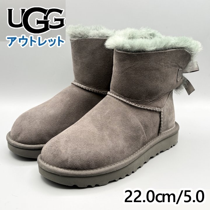 UGG ムートンブーツ グレー USA5/JP22cm ミニベイリーボウII レディース/女性用 1016501 アグ (ug206)