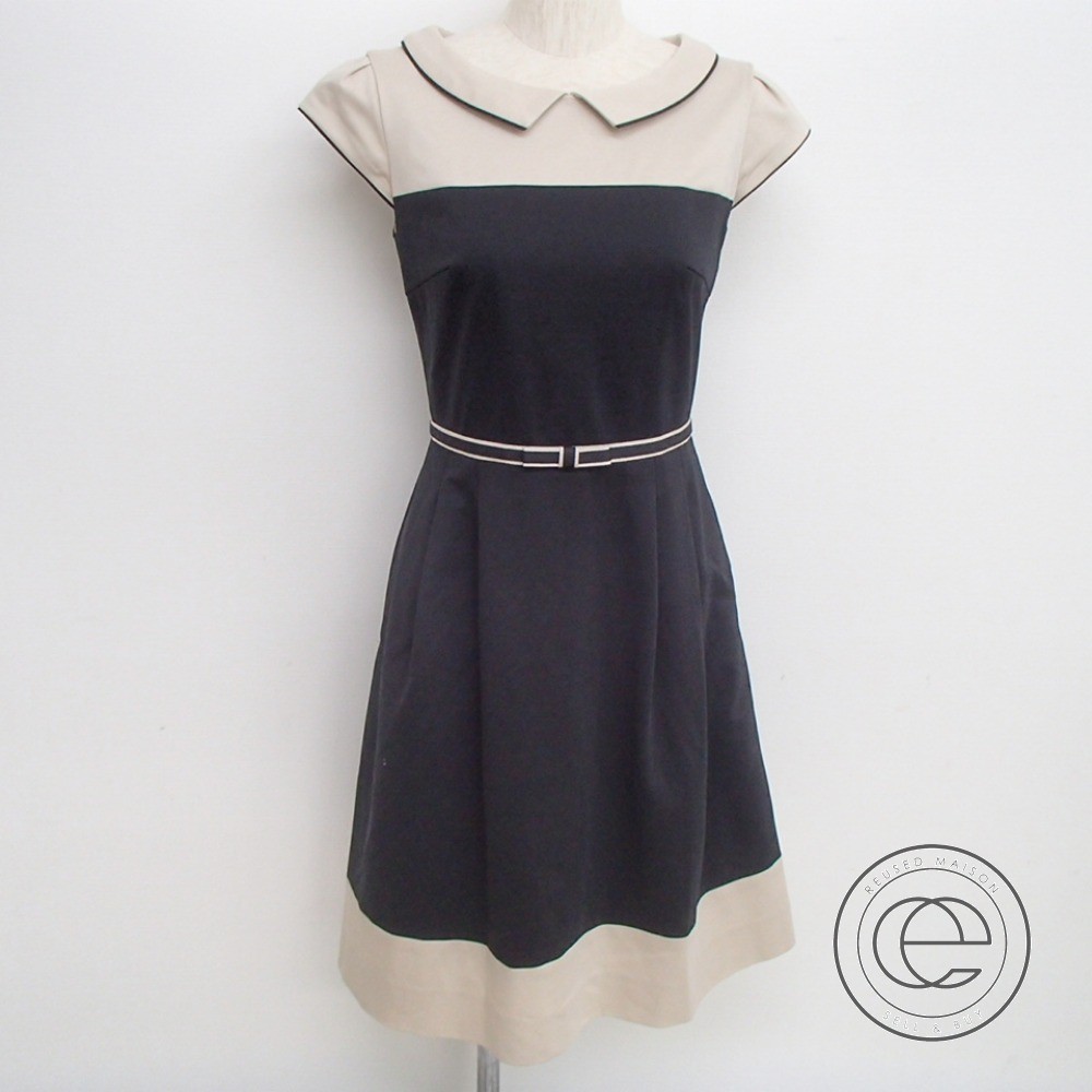 正規品 Toccaトッカ黒 ベージュ襟付リボンワンピース4 期間限定価格