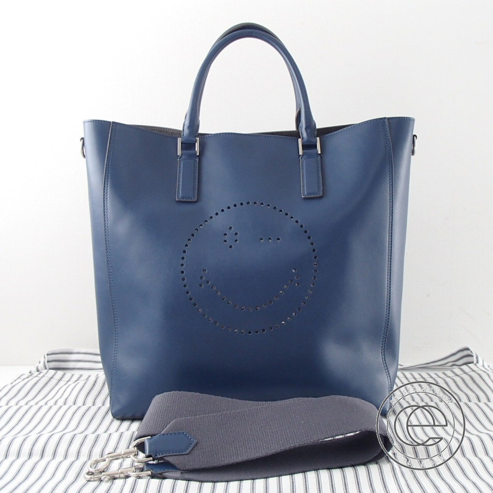 楽天市場 Anya Hindmarchアニヤハインドマーチ Ebury Mens Tote Wink エベリー メンズトート ウィンク レザートートバッグ メンズ 中古 ブランドリサイクル エコスタイル