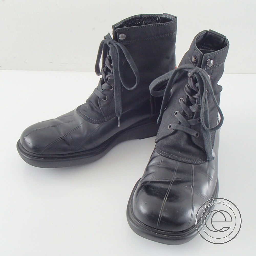 楽天市場 Gucci グッチ 黒 レザー キャンバス ワークブーツ42 5e シューズ メンズ 中古 ブランドリサイクル エコスタイル