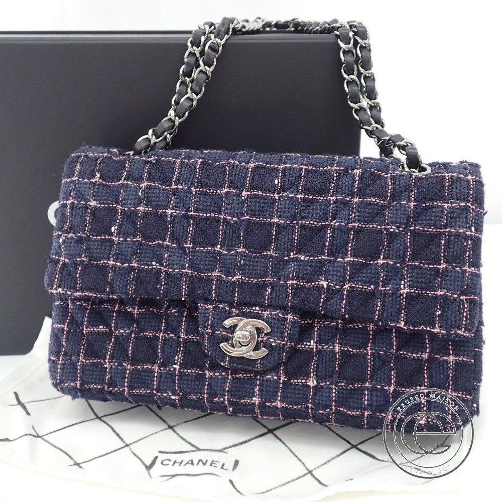 楽天市場 Chanel シャネル シェヴロンステッチ シルバー金具 ダブルフラップマトラッセ ツイード チェーン ショルダーバッグ レディース 中古 ブランドリサイクル エコスタイル