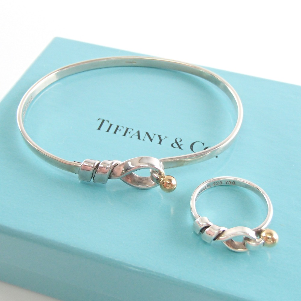 TIFFANY&Co. ティファニー 925×750 ラブノットリング & ラブノット バングル 計2点 ブレスレット シルバー×ゴールド レディース 【中古】|ブランドリサイクル エコスタイル