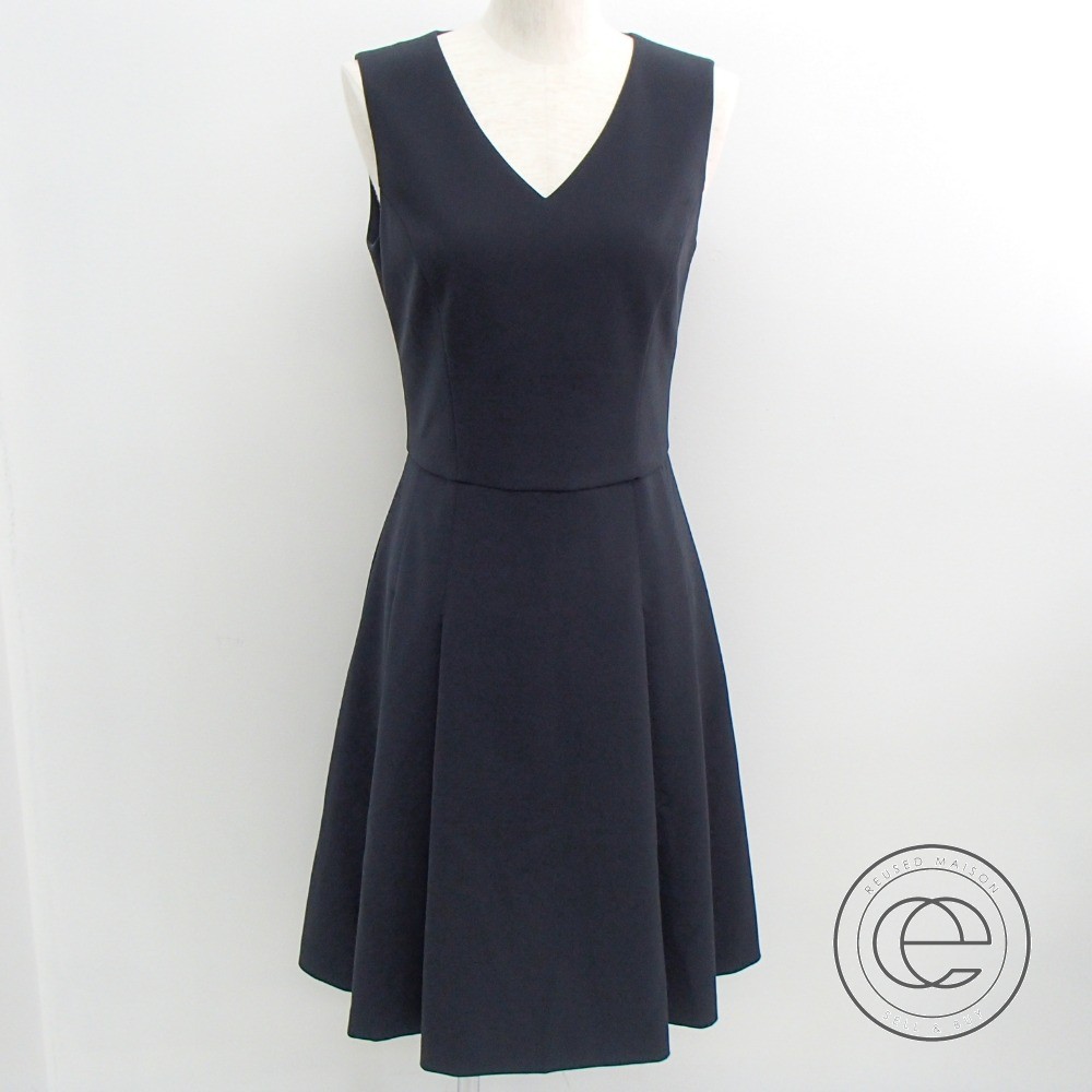 楽天市場 Foxey New Yorkフォクシーニューヨーク Out Pleat Dress Vネック ノースリーブワンピース 40 ネイビー レディース 中古 ブランドリサイクル エコスタイル