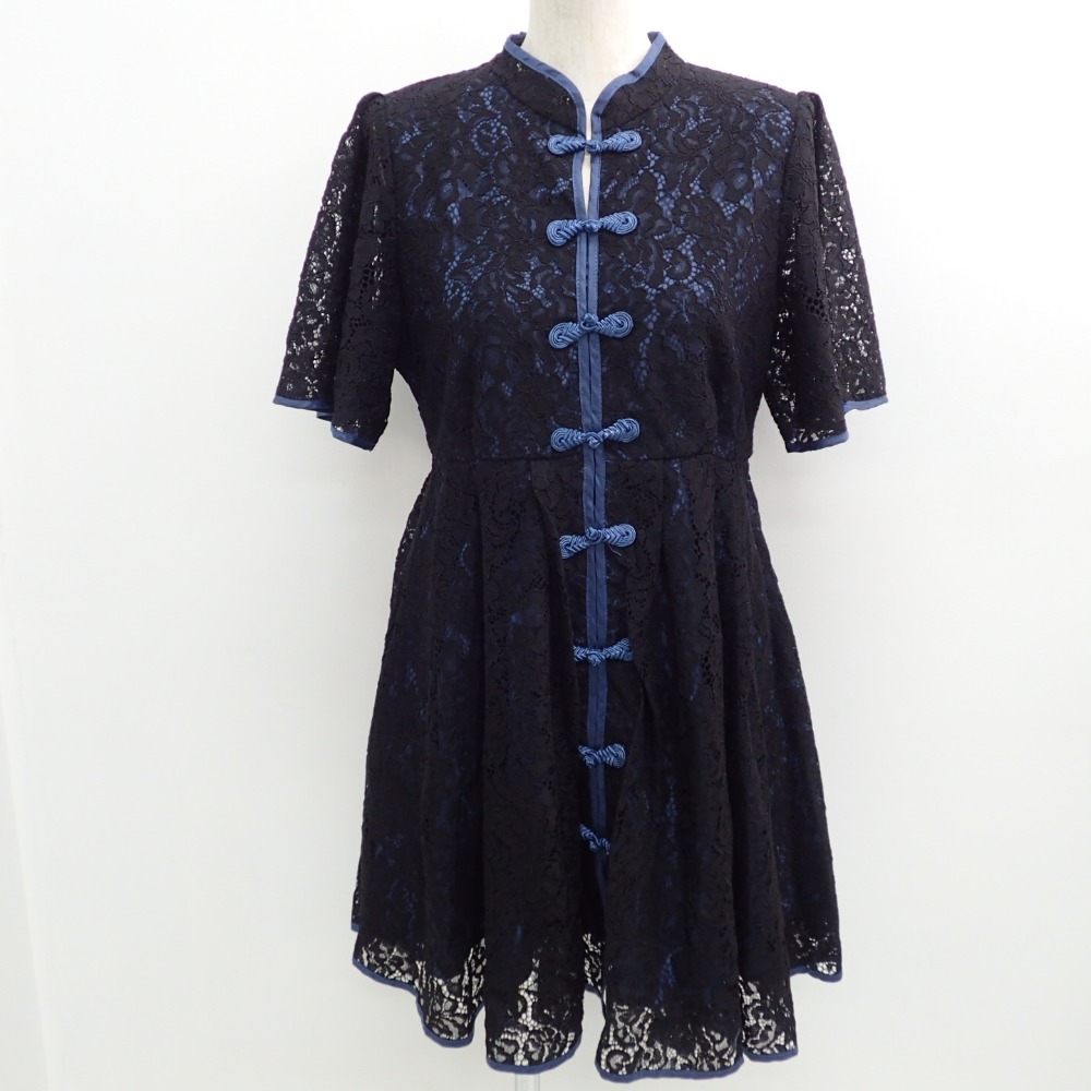 楽天市場 Pameo Pose パメオポーズ 18年製 マカオレースミニドレス ワンピース M ブラック ブルー レディース 中古 ブランドリサイクル エコスタイル