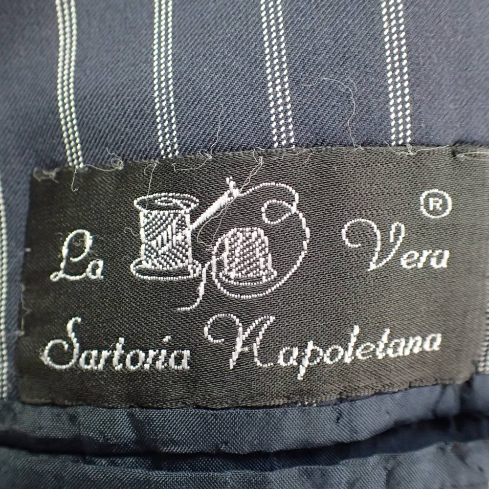 リアルサープラス La Vera Sartoria Napoletanaラベラサルトリアナポレターナ ストライプ ダブルジャケット ネイビー メンズ 柔らかい Keelainews Com