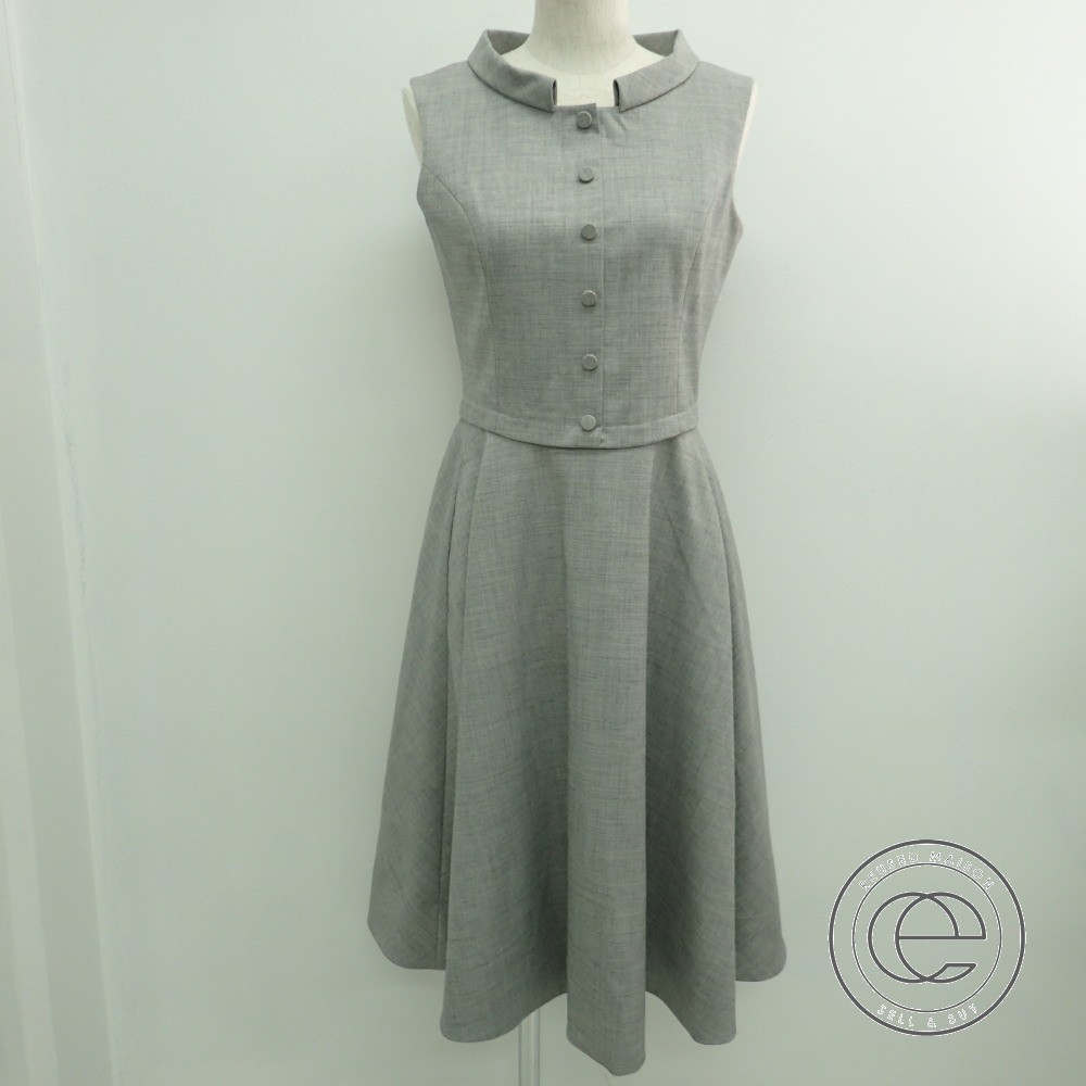 楽天市場 Rene Basicルネベーシック フロント飾りボタン バックジップ ノースリーブワンピース34 グレー レディース 中古 ブランドリサイクル エコスタイル