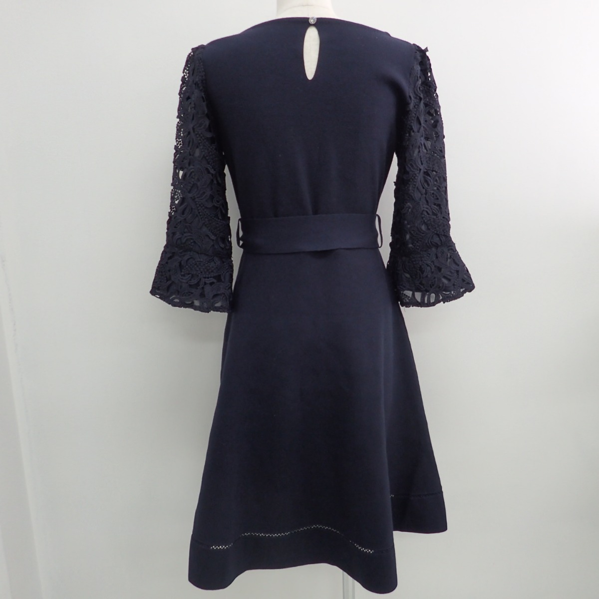 楽天市場 Apuweiser Riche アプワイザーリッシェ 18年製 ベルト付 袖レースフレアニットワンピース2 ネイビー レディース 中古 ブランドリサイクル エコスタイル