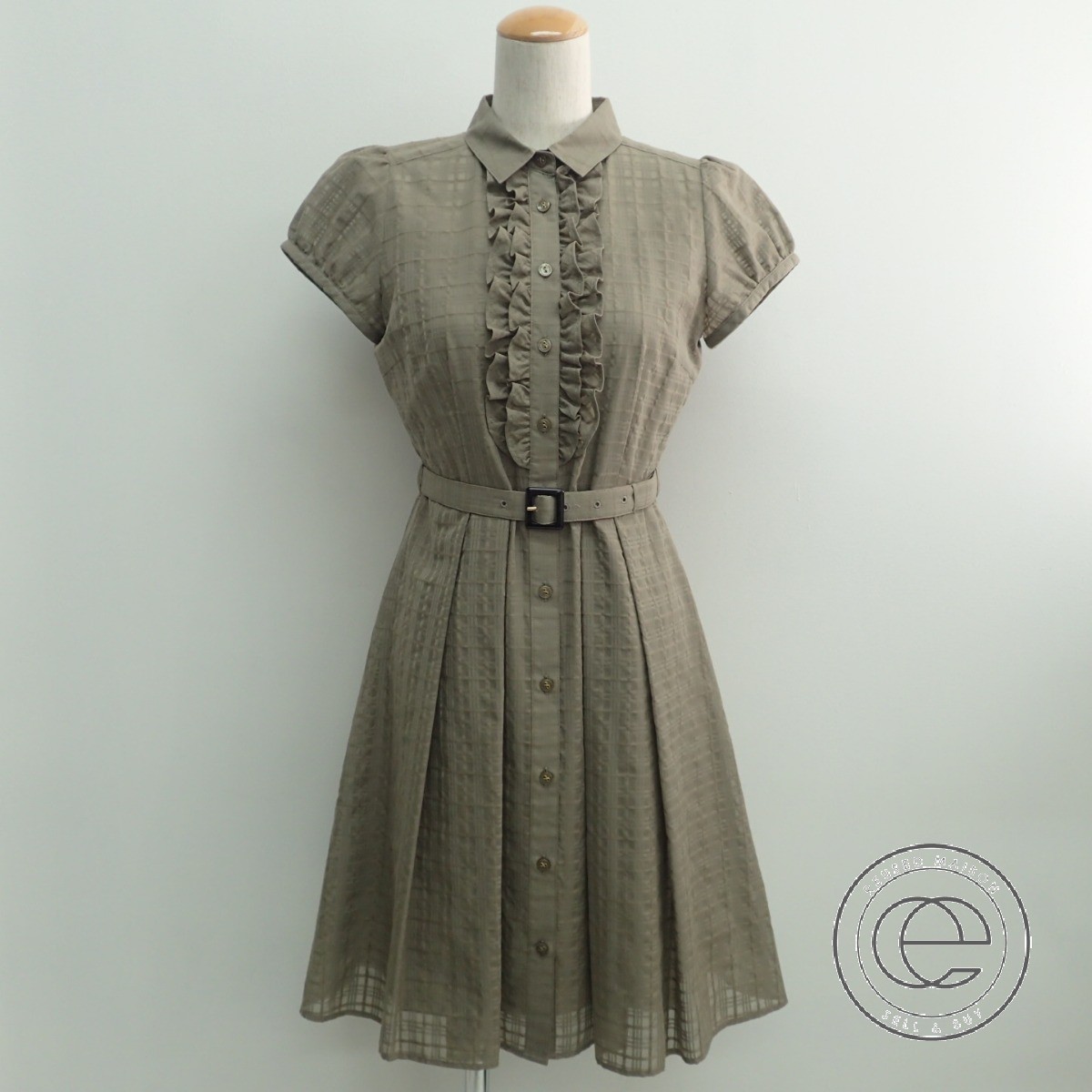 楽天市場 Blue Label Crestbridge ブルーレーベルクレストブリッジ 17年製 マイクロチェック レーシー シャツ ワンピース 36 ベージュ レディース 中古 ブランドリサイクル エコスタイル