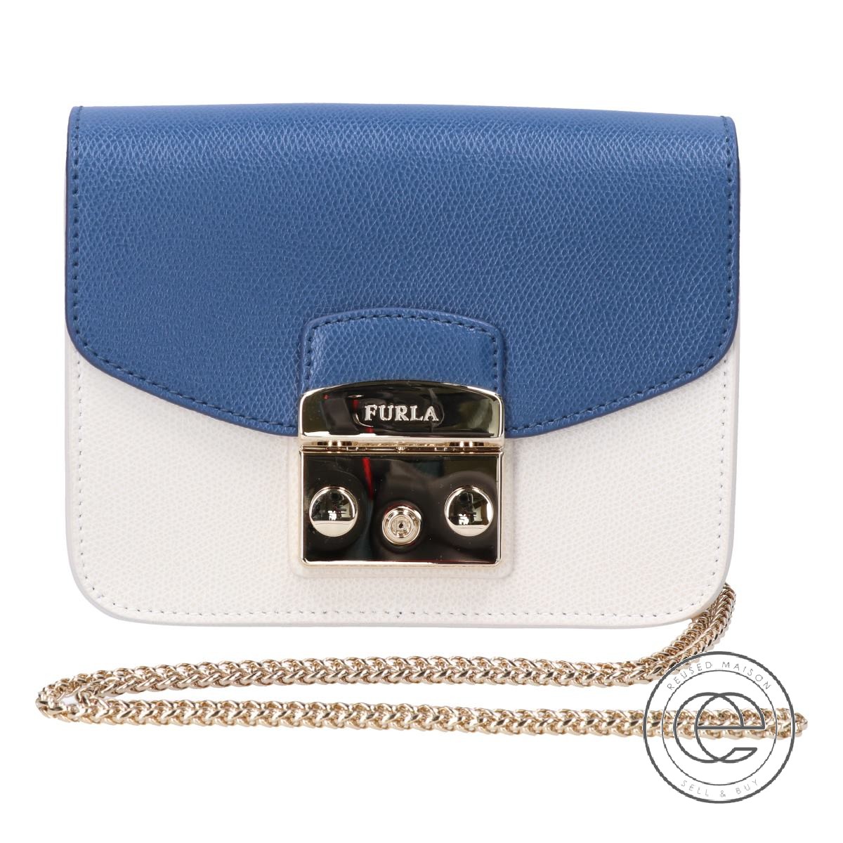 【楽天市場】FURLA フルラ METROPOLISメトロポリス カスタマイズ チェーン ショルダーバッグ ブルーコバルト/ホワイト