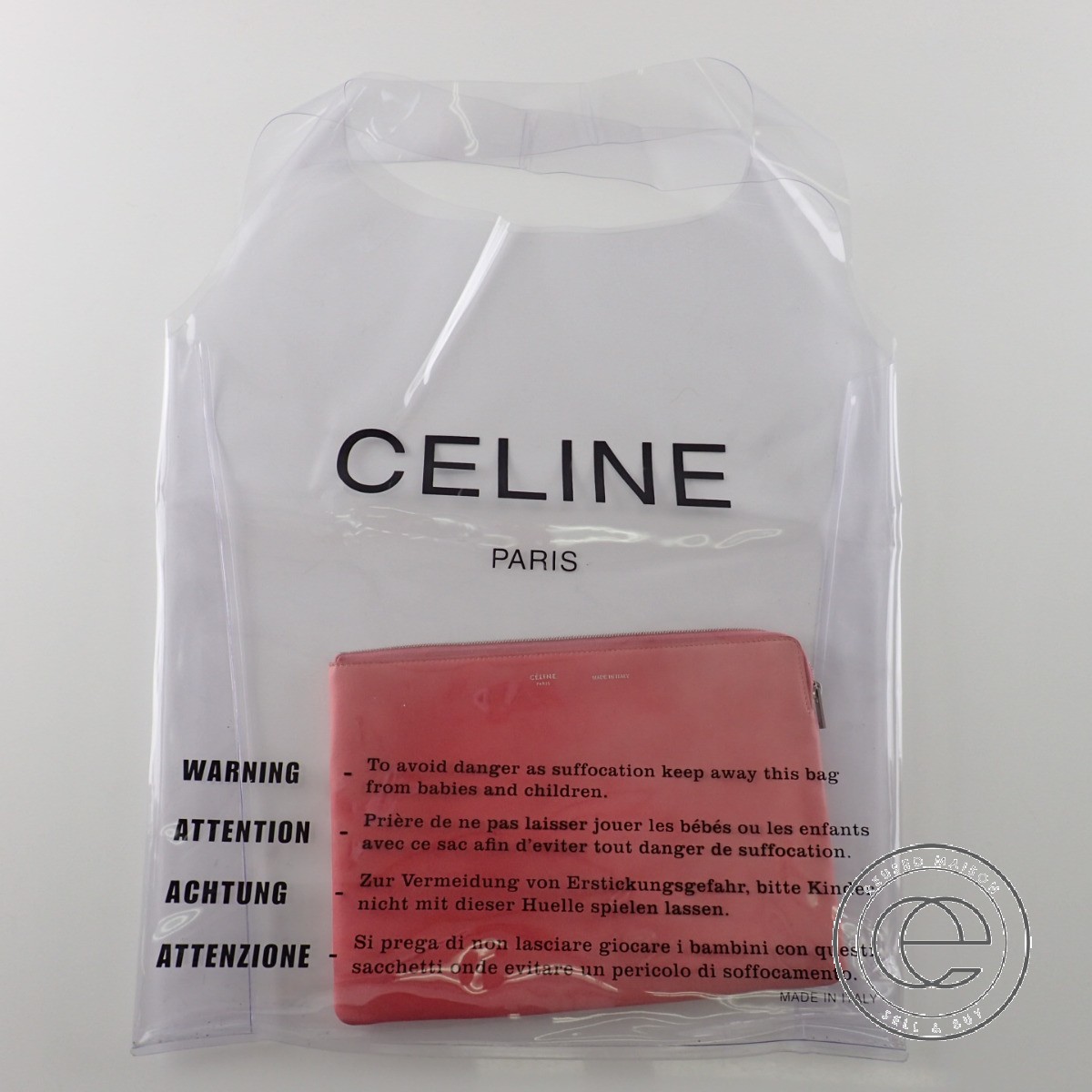 楽天市場 Celine セリーヌ ロゴプリント Pvc ビニールバッグ ラムスキンポーチ 2点セット バッグ クリア ポーチ コーラル系 レディース 中古 ブランドリサイクル エコスタイル