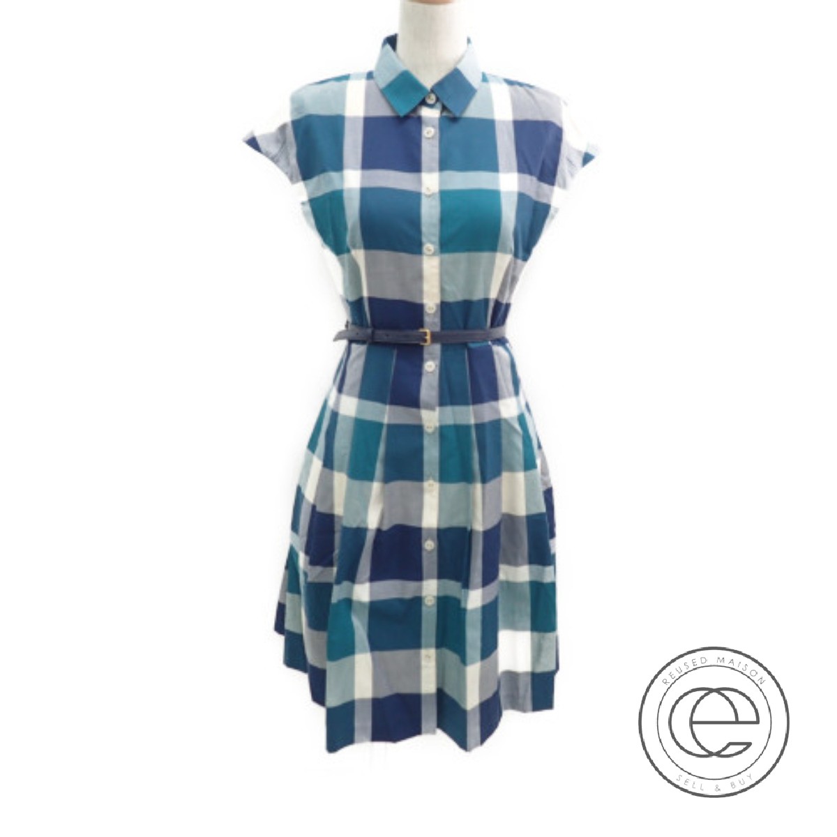Sale 30 Off Blue Label Crestbridge ブルーレーベルクレストブリッジ 18年製 チェック柄 ベルト付き フレンチスリーブシャツ ワンピース 36 グリーン系 レディース 72時間限定タイムセール Aprons Com Br