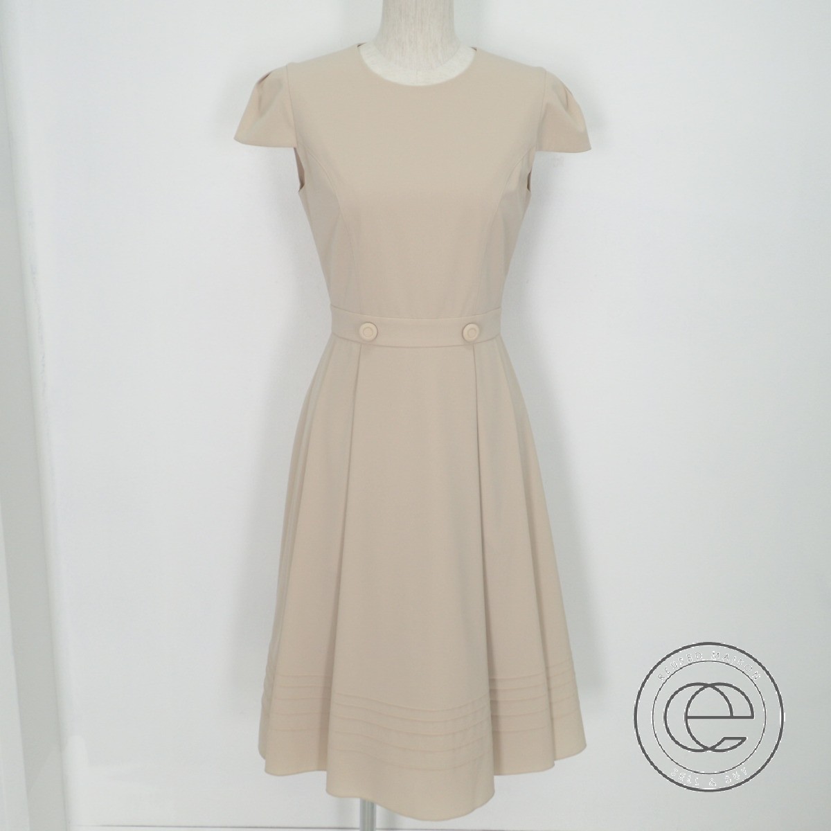 楽天市場 Foxey New York フォクシーニューヨーク Apsai56 キャップスリーブ バックジップ プリーツワンピース40 ベージュ レディース 中古 ブランドリサイクル エコスタイル