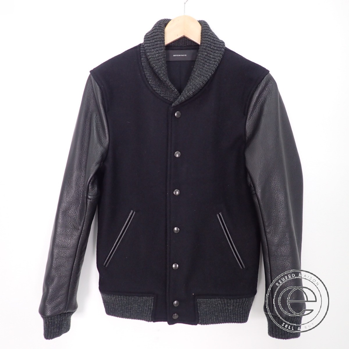 American Rag Cie Sea Gtr M132 Bl041 Arm Leather Reshuffling Wool Award Jacket 2 Black Men