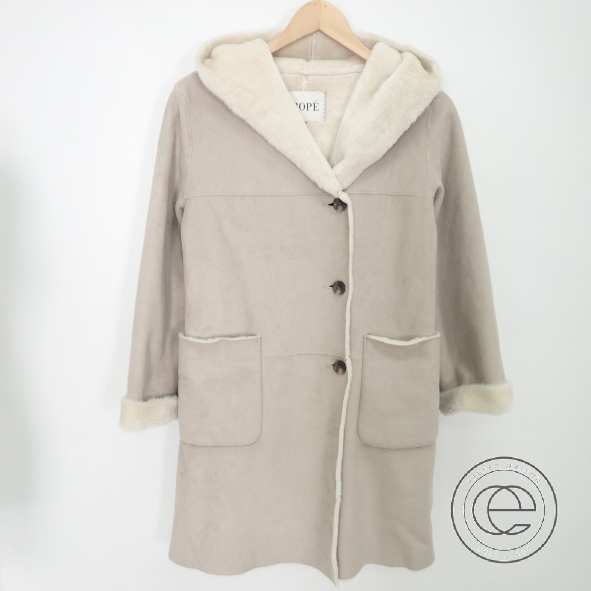 楽天市場 Rope ロペ Ggo 5400 フェイクムートン フーディコート36 ライトベージュ レディース 中古 ブランドリサイクル エコスタイル