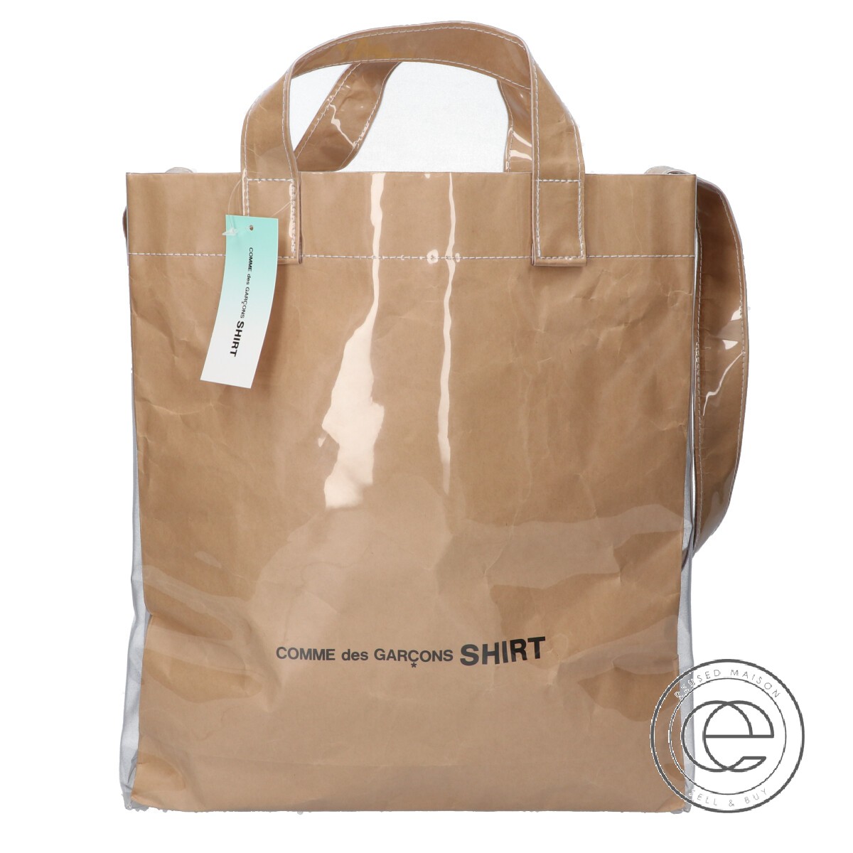 CDG BLACK MARKET Comme Des Garcons PVC Paper Black Handbag Tote Bag Shopping Bag