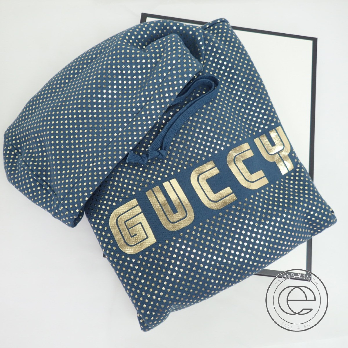 楽天市場 Gucci グッチ 新品同様 国内正規 株 ケリングジャパン 17年製 新宿伊勢丹限定 総柄 ロゴプリント スウェット パーカー トップスm ブルー メンズ 中古 ブランドリサイクル エコスタイル