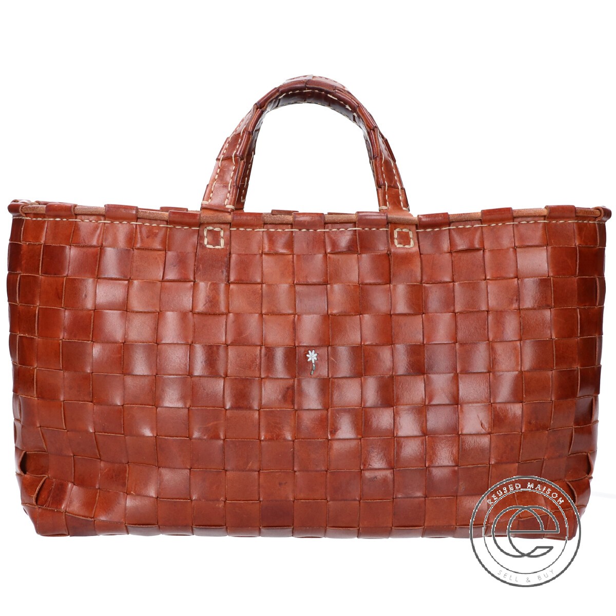 お手頃価格 アンリークイール Cuir Henry Marguerite 中古 レディース ブラウン トートバッグ 編み込みレザー 花刺繍 マルガリータ Proavto Net Ua