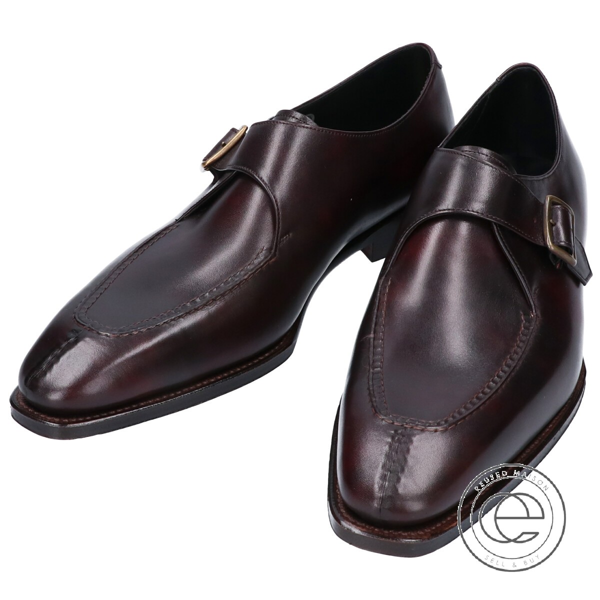 高級感 ビジネスシューズ ペルフェット Perfetto 1901pf 中古 メンズ ダークブラウン 1 2 8 シューズ レザーシングルモンク ストラップ Sauna Kirov Ru