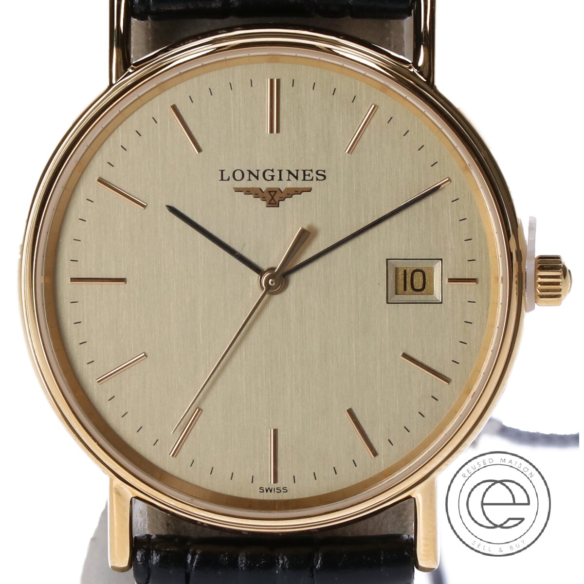 楽天市場 Longines ロンジン 新品同様 L4 720 2 32 2 プレサンス グランドクラシック レザーベルト クオーツ 腕時計 ゴールド ブラック メンズ 中古 ブランドリサイクル エコスタイル