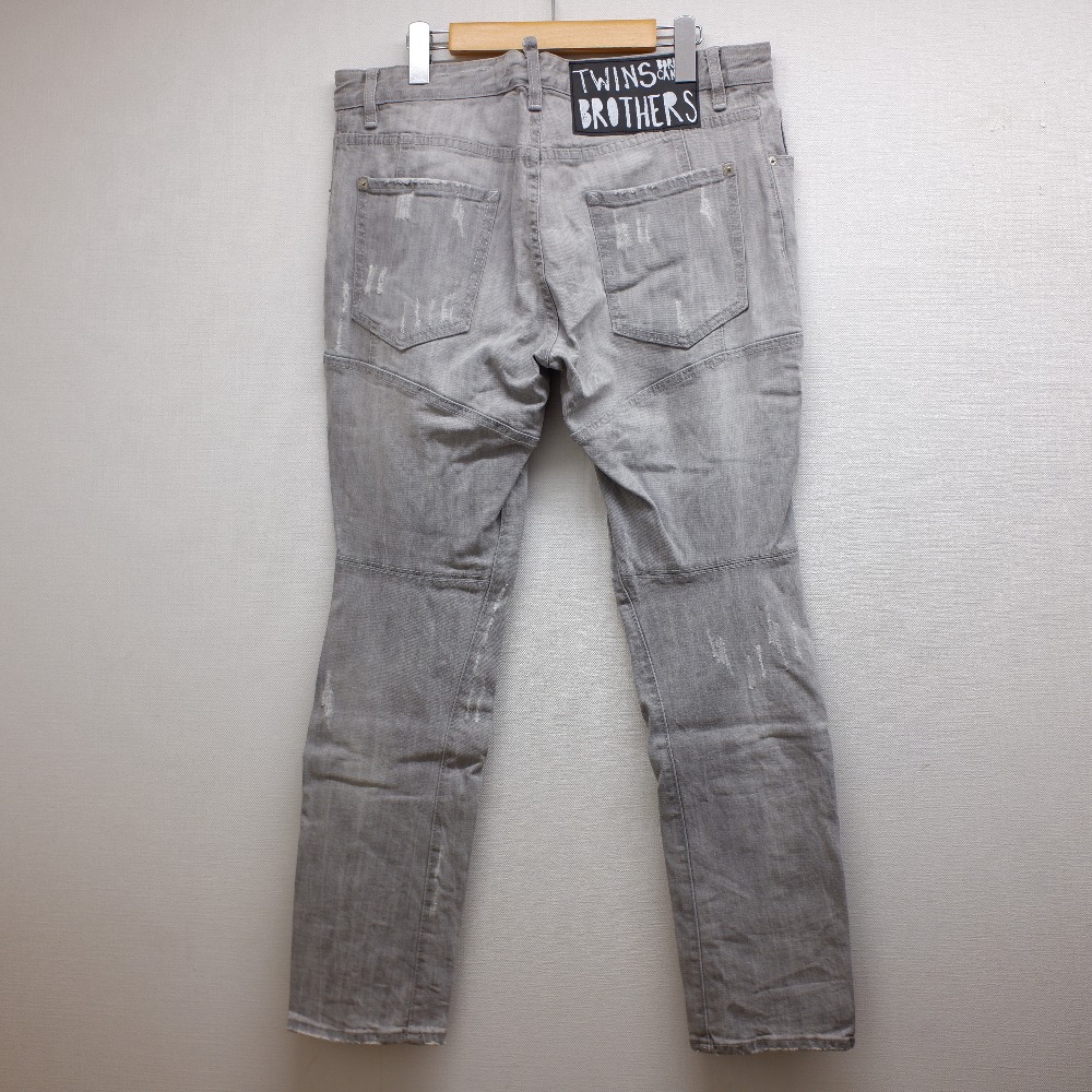 楽天市場 Dsquared2 ディースクエアード 国内正規 S71lb0004 Slim Jeanスリムジーン クラッシュ加工 ボタンフライ デニムパンツ ボトムス 52 グレー メンズ 中古 ブランドリサイクル エコスタイル