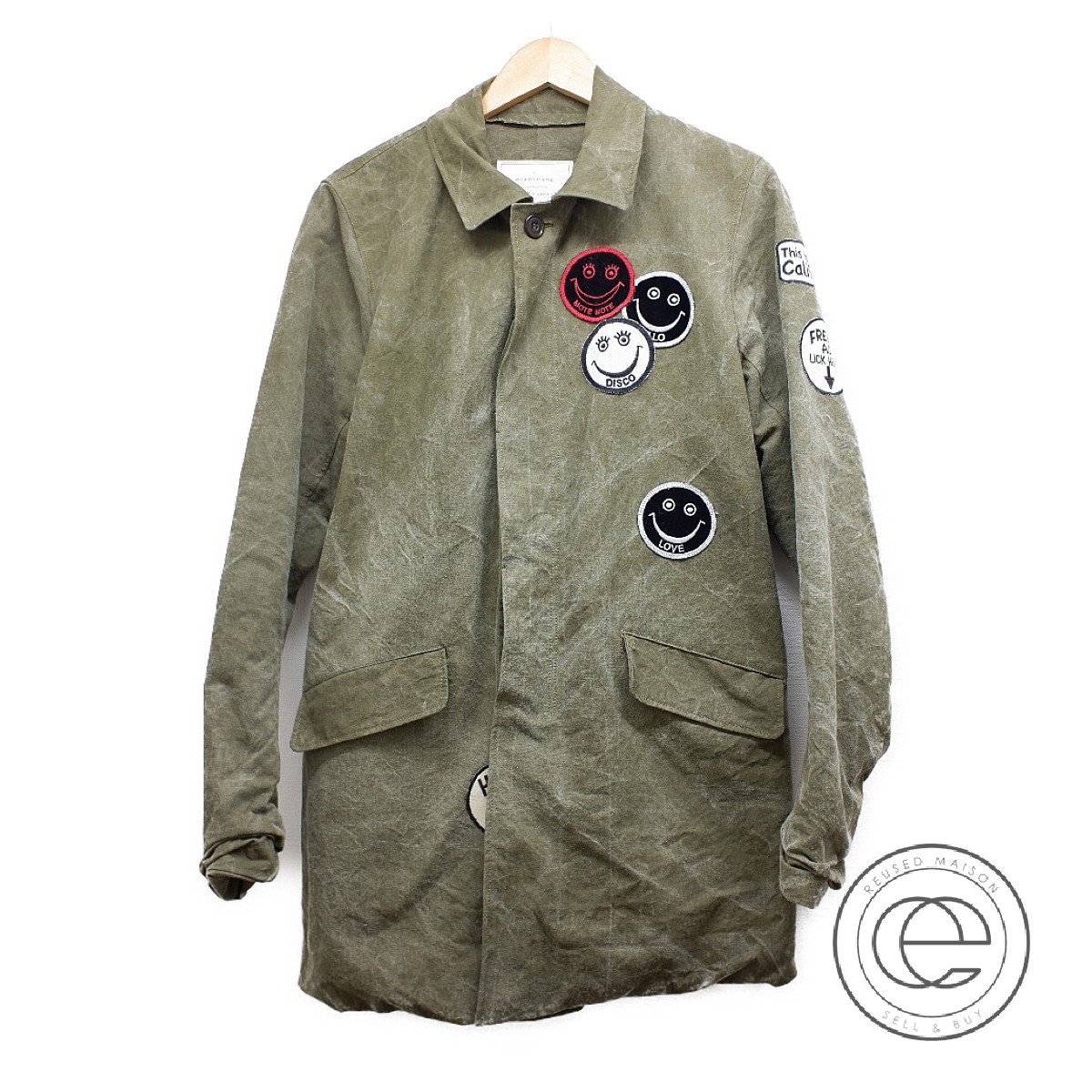 日本限定モデル メンズファッション コート ジャケット 中古 メンズ カーキ 44 マックコート ステンカラーコート ワッペン装飾 Coat Mac Movement Love A X レディーメイド Readymade Pascasarjana Unsrat Ac Id