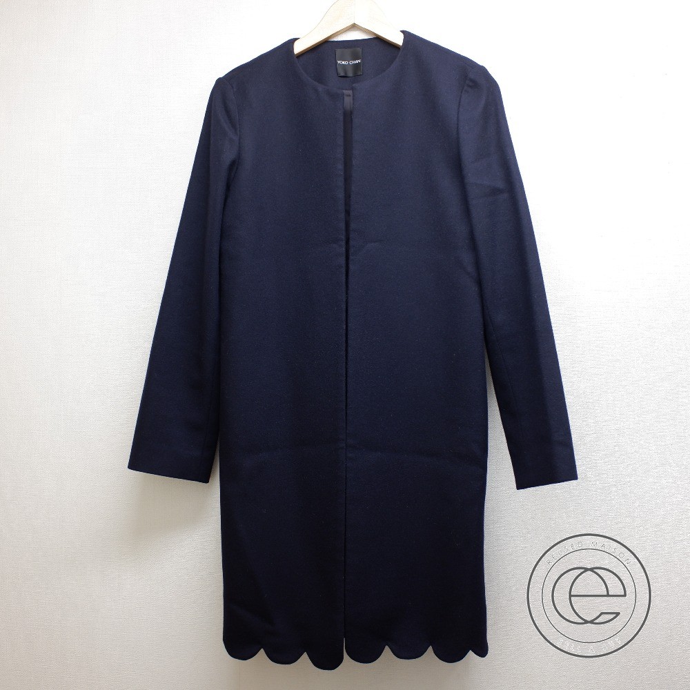 超激安 Yoko Chan ヨーコチャン Ycc 318 079 ウール 裾スカラップ ノーカラー コート 40 ダークネイビー レディース 中古 ブランドリサイクル エコスタイル 最終値下げ Erieshoresag Org