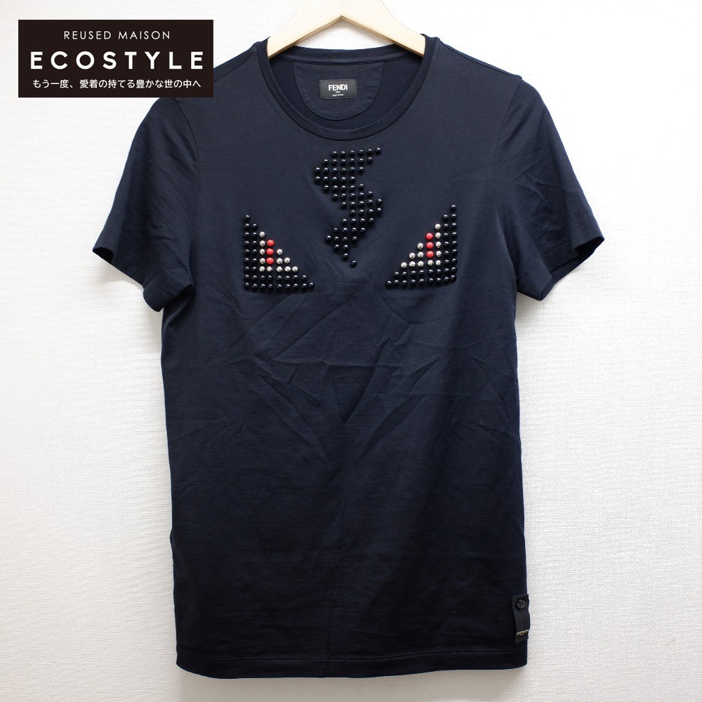 安いそれに目立つ Fendi フェンディ 国内正規 Fy0766 7hr Studs Monster T Shirt スタッズ モンスター クルーネック 半袖tシャツ トップス 44 ブラック メンズ 格安即決 Erieshoresag Org
