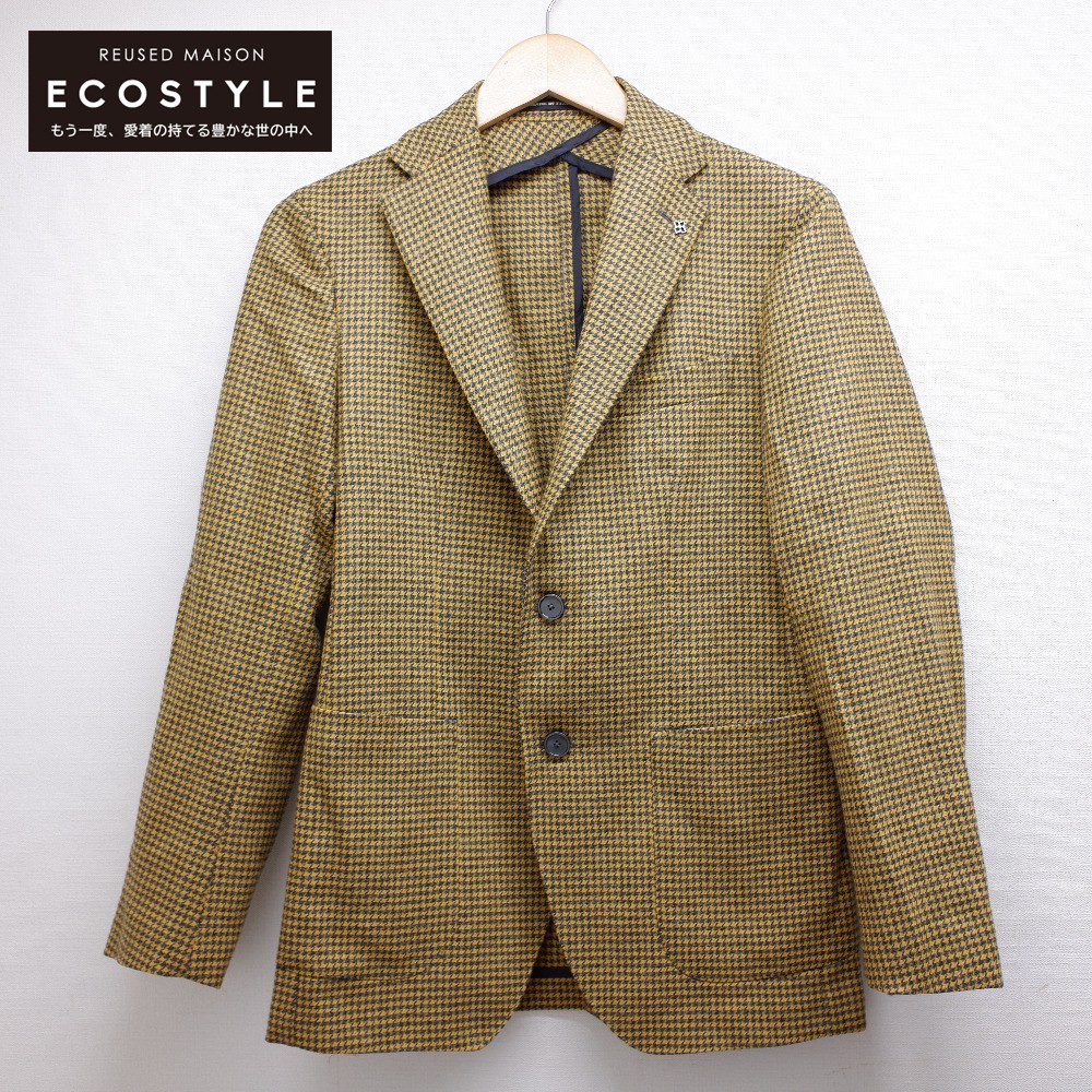 メンズファッション コート ジャケット 気質アップ liatore 中古 メンズ イエロー グレー 42 ジャケット 2bテーラード ウール マイクロハウンドトゥース 国内正規 1smc22k タリアトーレ Investorindiaalliance Com