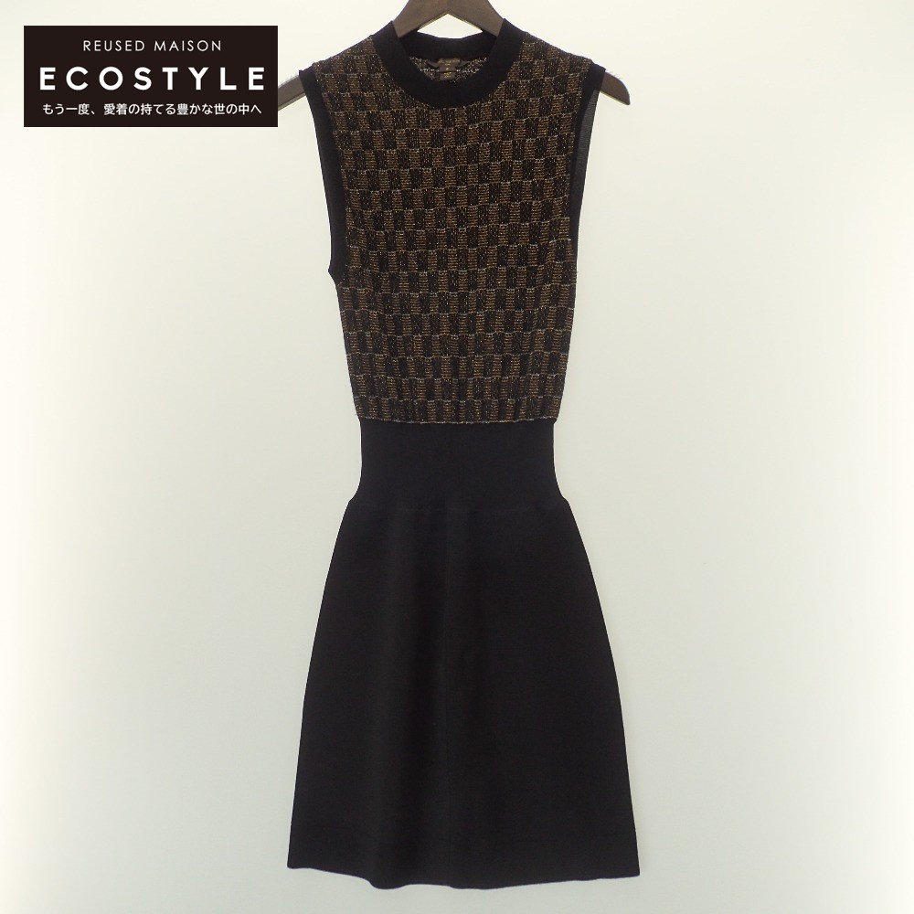 Louis Vuitton ルイ ヴィトン 国内正規 Rw151w F7kd04ohu カシミヤ混 ノースリーブ ニット ワンピース S ブラック レディース 中古 Cdm Co Mz