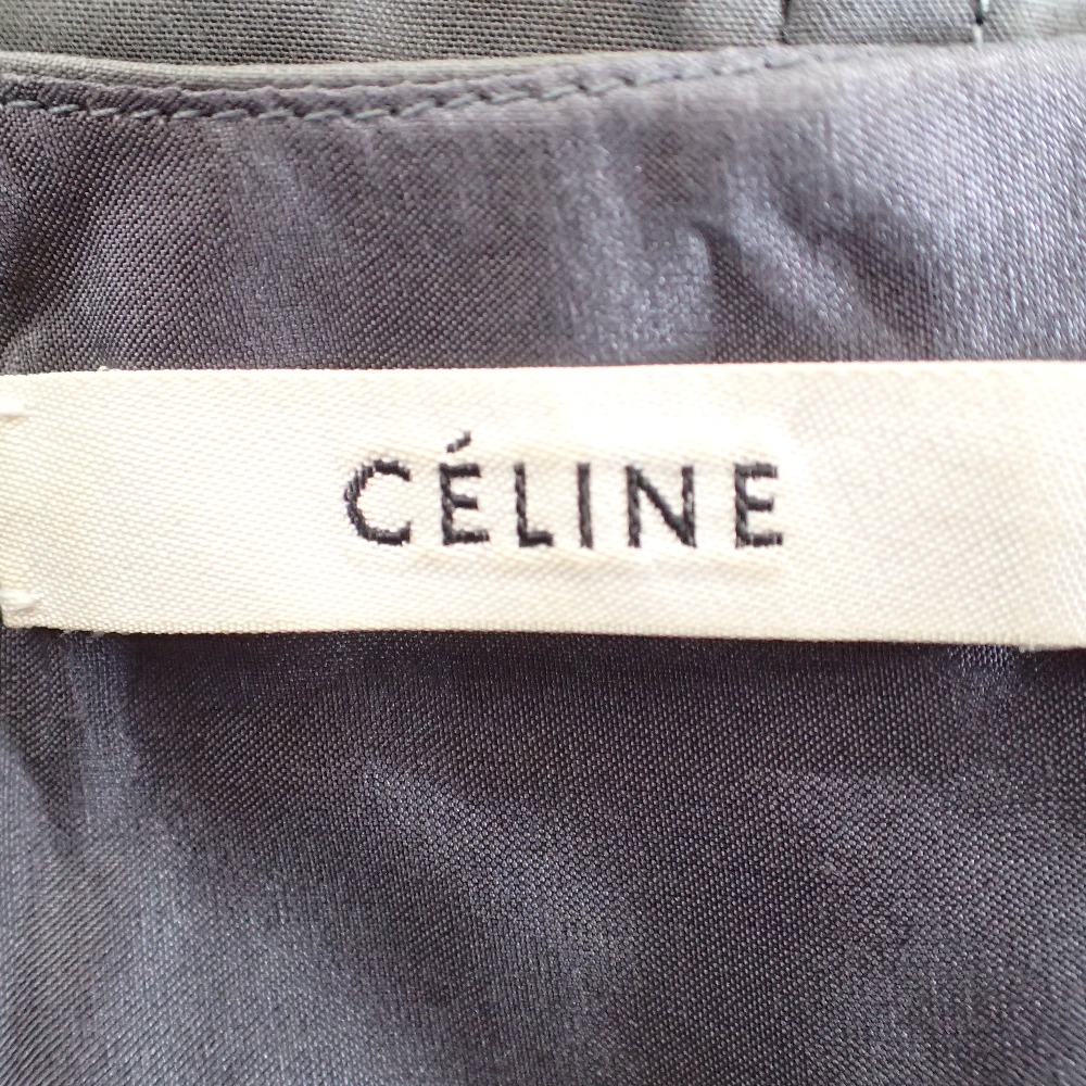 Celine セリーヌ 国内正規 2 6af9 326 コットン ベルト付 ラップ ショーツスリーブ ワンピース 36 チャコールグレー レディース 中古 Brocamarketing Com