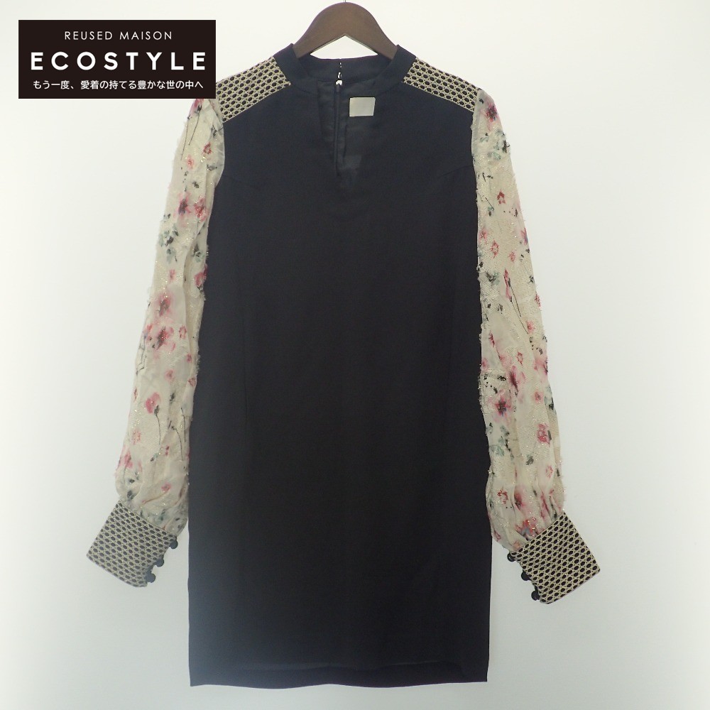 楽天市場 Mame マメ Mm17ss Dr008 Cherry Blossom Sleeves Dress チェリー ブロッサム スリーブ ドレス ワンピース 1 ブラック レディース 中古 ブランドリサイクル エコスタイル