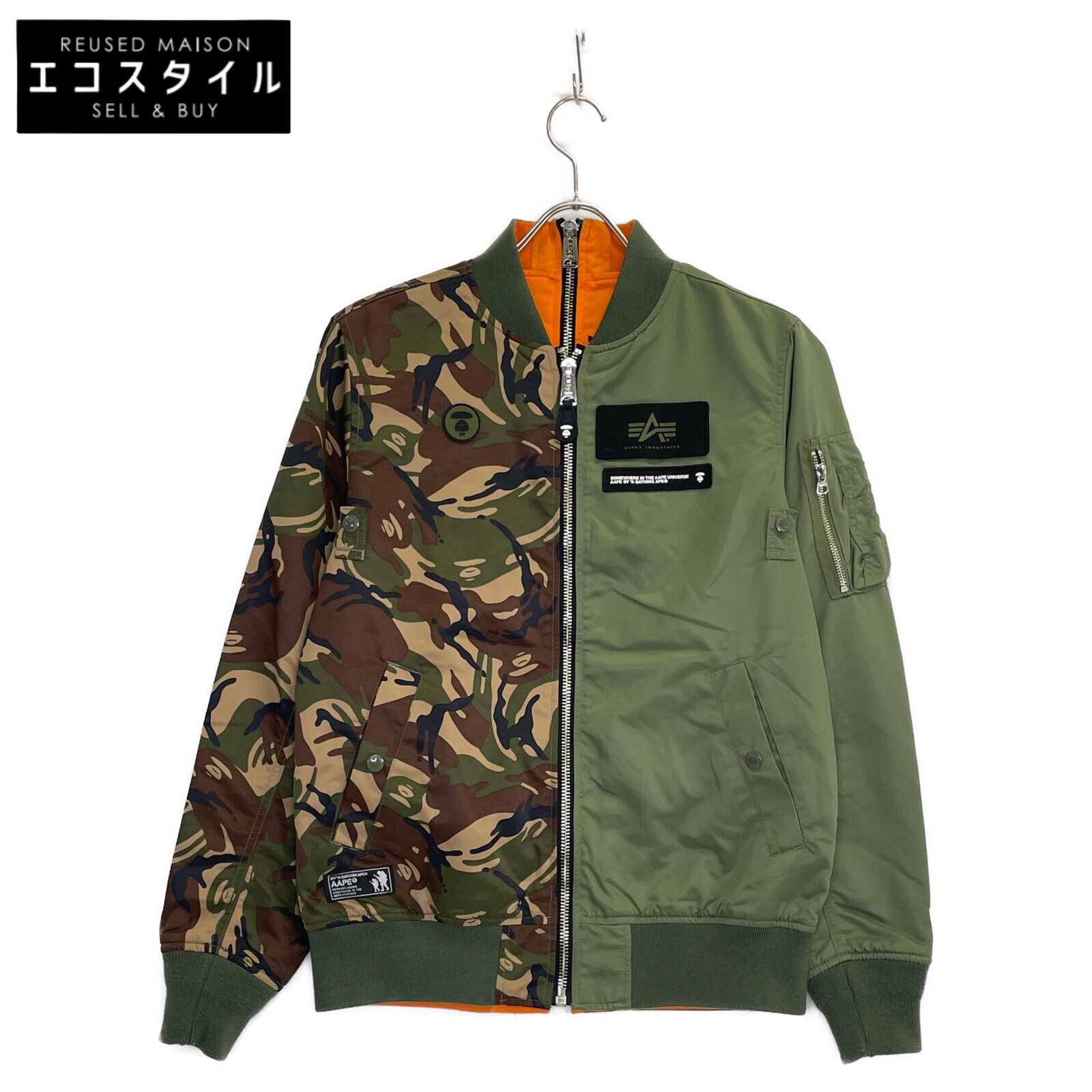 楽天市場】15AW A BATHING APE BLACK Leather MA-1 黒金 XL ア
