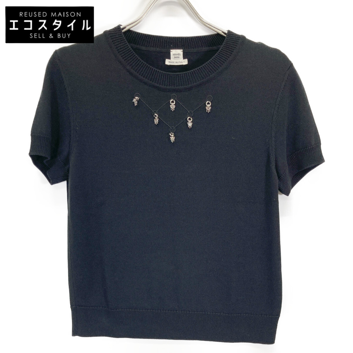 【美品】HERMES ニット セーター 半袖　カシミヤ 34 XS 24022511_4.jpg