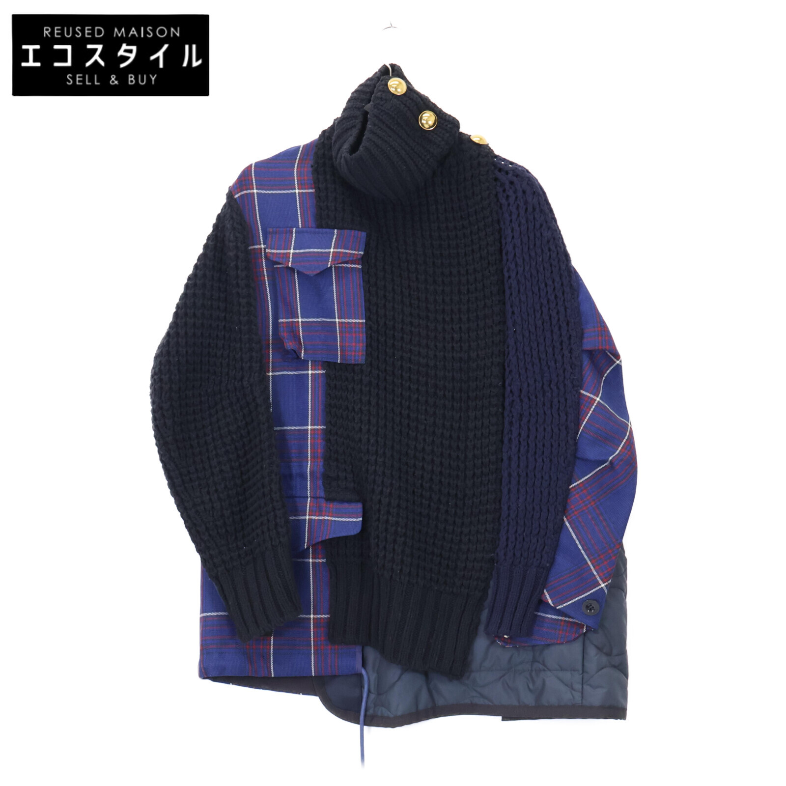 サカイラック sacai luck スタジャン 袖レザー Aライン ロング sacai luck - サカイラック sacai luck 袖レザー Aライン ロング