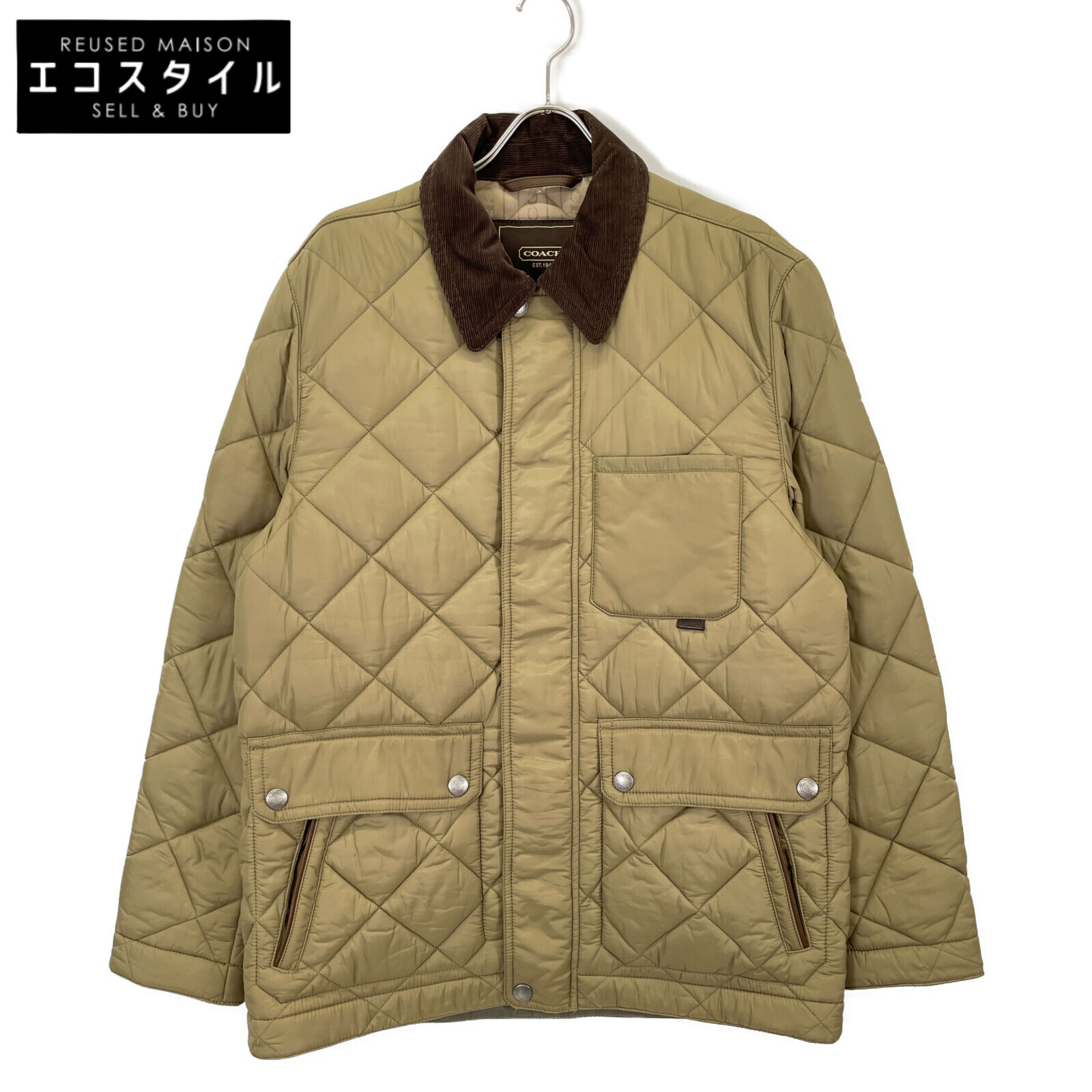 極美品　コーチ　キルティングコート　ベルト付き　裏地総柄　シグネチャー　黒S ymsz9736321-31.jpg