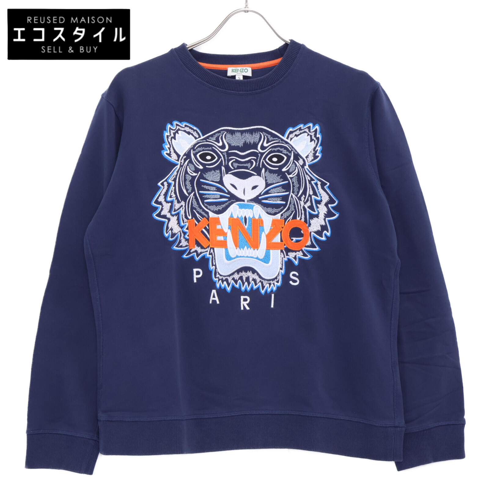KENZO 虎刺繍 クルーネックトレーナー レディースM】KENZO トラ刺繍 クルーネック トレーナー 黒