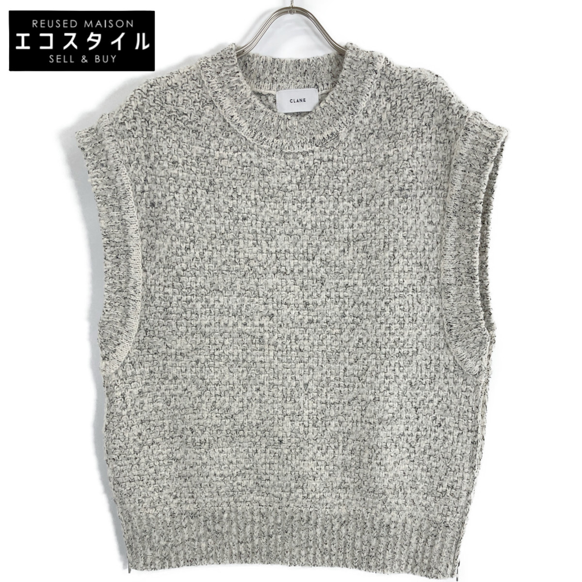 CLANE クラネ 15106-2032 23AW ｸﾞﾚｰ ｻｲﾄﾞｼﾞｯﾌﾟﾂｲｰﾄﾞﾆｯﾄﾍﾞｽﾄ ベスト 1 グレー レディース 【中古】