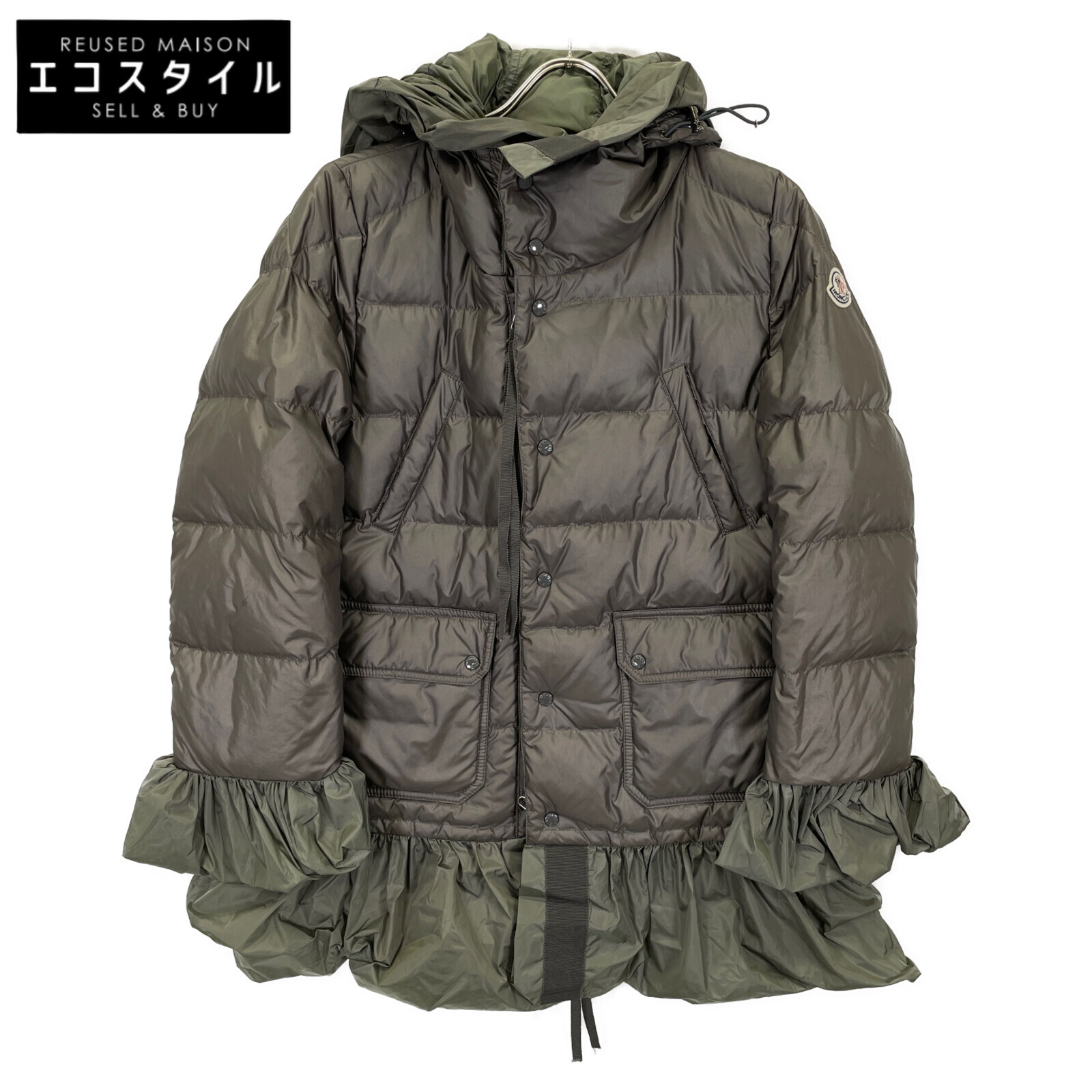 【新品未使用】MONCLER BRUNEC フリルダウン ブラック サイズ 1 MONCLER 国内正規/ モンクレール BRUNEC 裾フリル ダウン