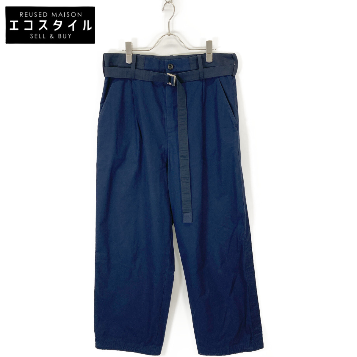 【美品】サカイ　ベルト付きモールスキンパンツ　縮絨　デジカモ　総柄　コットン　S 8081000069800_12.jpg