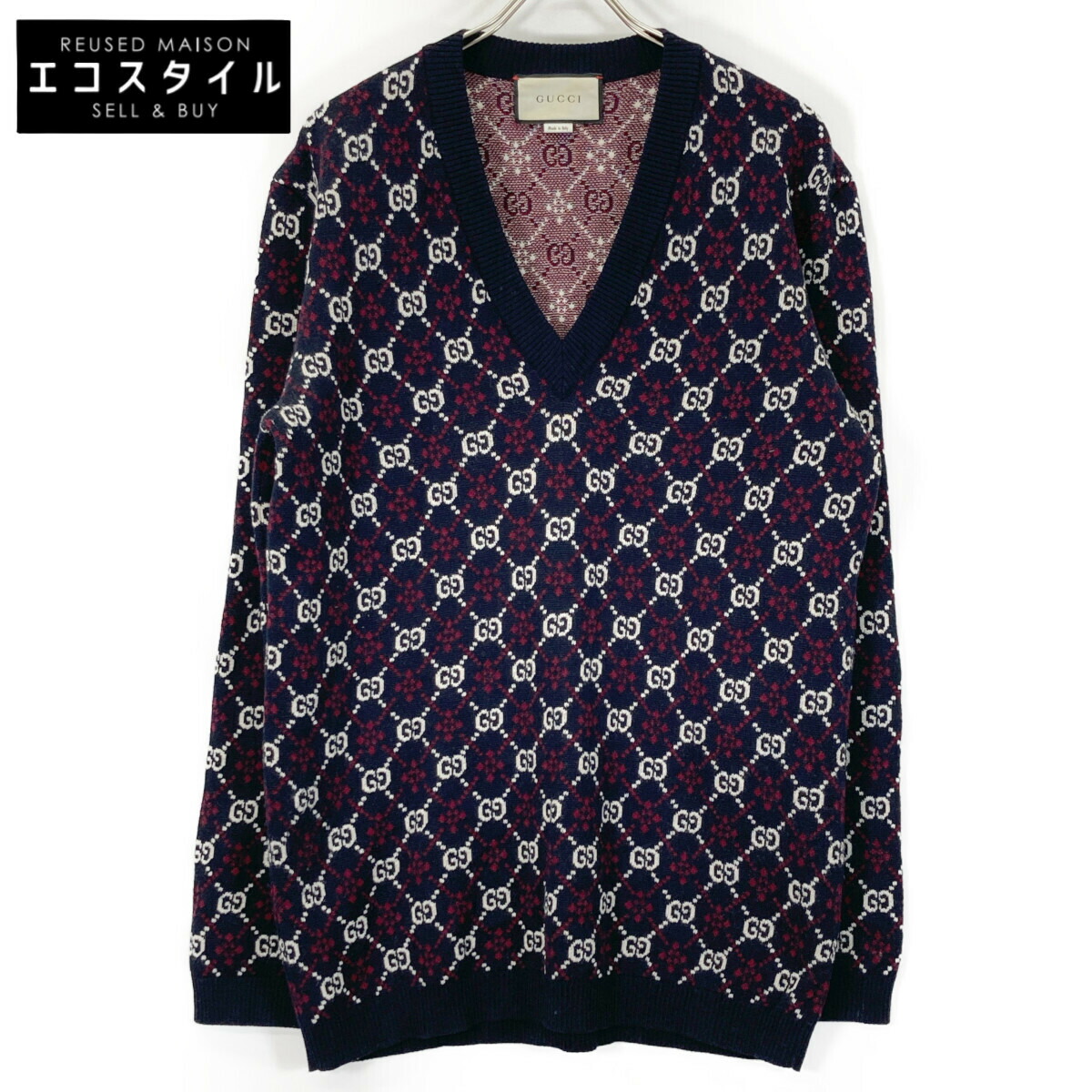 最終お値下げGUCCIラメGGロゴニットトップス春セーターネイビー 楽天市場】GUCCI(グッチ) GG ロゴ ニット トップス ファッション