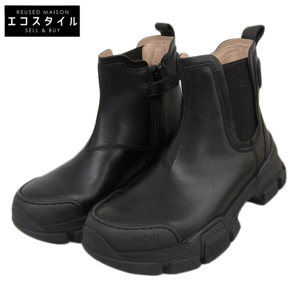グッチ レザー ショートブーツ 104 0088 レディース　35 1/2 黒 楽天市場】GUCCI グッチ 104 0088 ホースビット モカシンブーツ