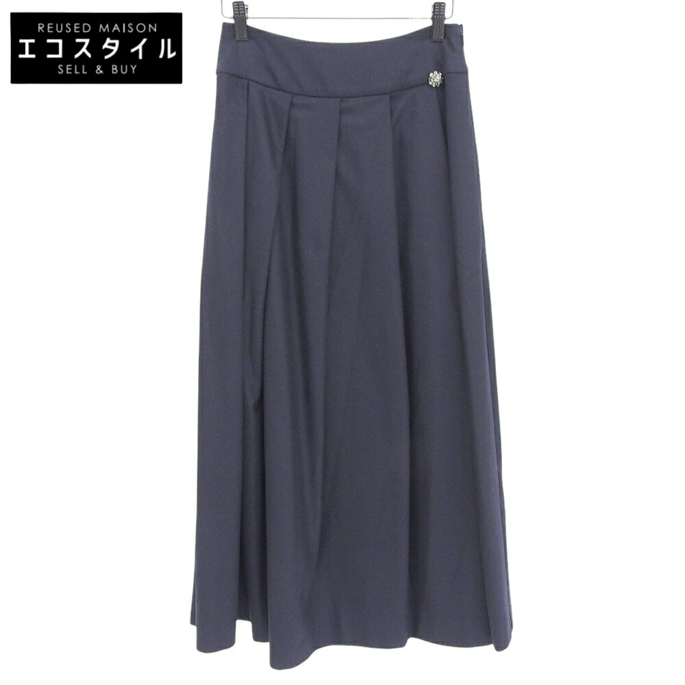 DT MaxMara ★ ピュアウール ロングスカート CIRCEO ネイビー 9361125106008-a-