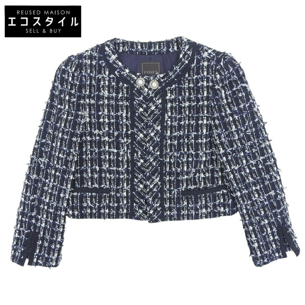 美品✨フォクシー ツイードジャケット レディツイード 襟付き 黒ブラック 38 2025年最新】Foxey レディース ノーカラージャケットの人気