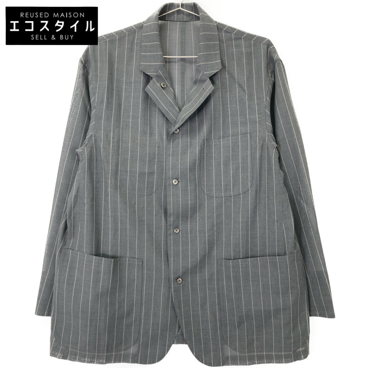 beautifulpeople ビューティフルピープル 薄墨色 wool silk stripe shirtjacket リバーシブルジャケット 上衣   36 薄墨色 メンズ 【中古】
